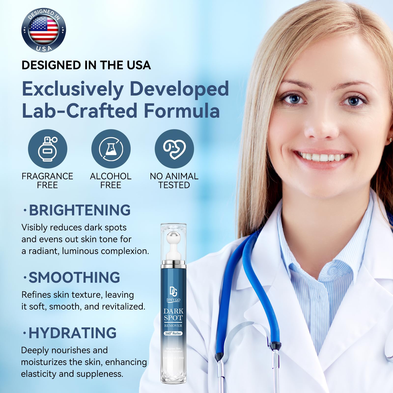 Dark Spot Remover for Face and Body, Dark Spot Corrector Serum, Melasma Treatment for face, Age Spot & Freckles Remover, Skin Care Serum for Uneven Skin Tone with 360° Roller Massage Ball, 0.67 fl. oz